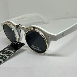 Flip Up Hippie Retro Round Yellow Frame & Lens Sunglasses